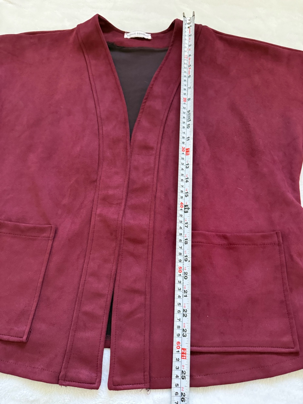 Classic Concepts Burgundy Faux Suede Belted Jacket Cardigan Medium - Picture 11 of 11